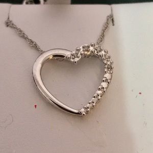 Diamond Accent Heart 14k Dainty Tiny Necklace Sterling silver